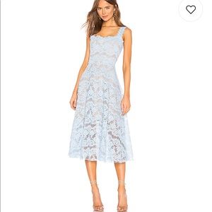 Bronx and Banco Blue Lace Skye Midi Dress. Sz 10.
